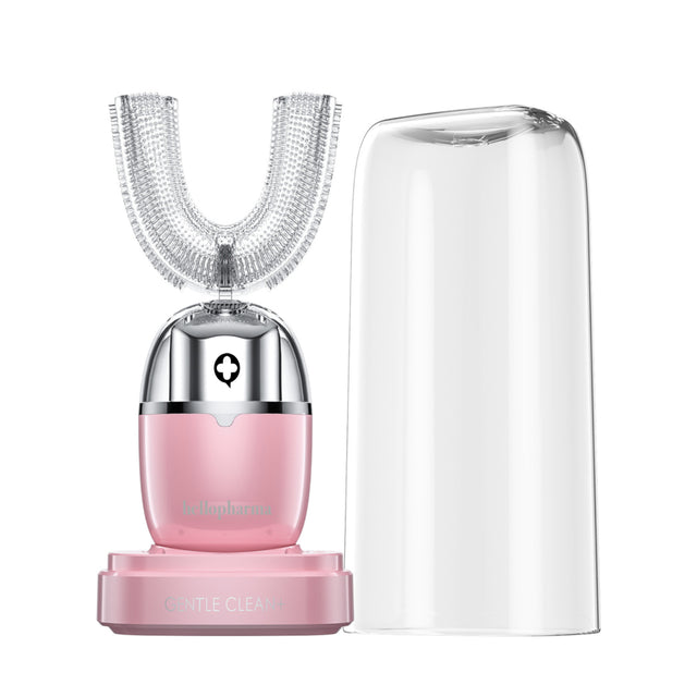 Hellopharma 3D Ultra Uv-Whitening Electric Toothbrush, U-Shaped Toothbrush - Pearl Pink, M Size