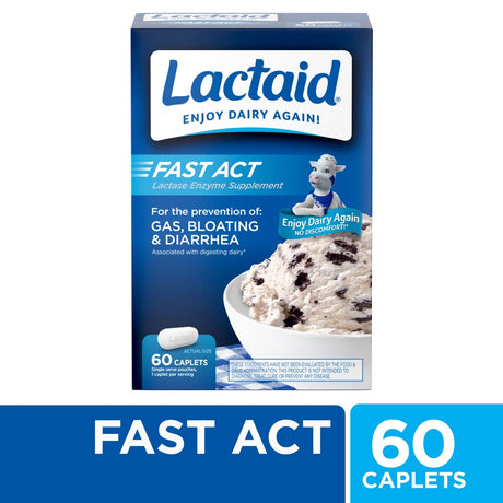 Lactaid Fast Act Lactose Intolerance Caplets, 60 Travel Packs of 1-Ct.