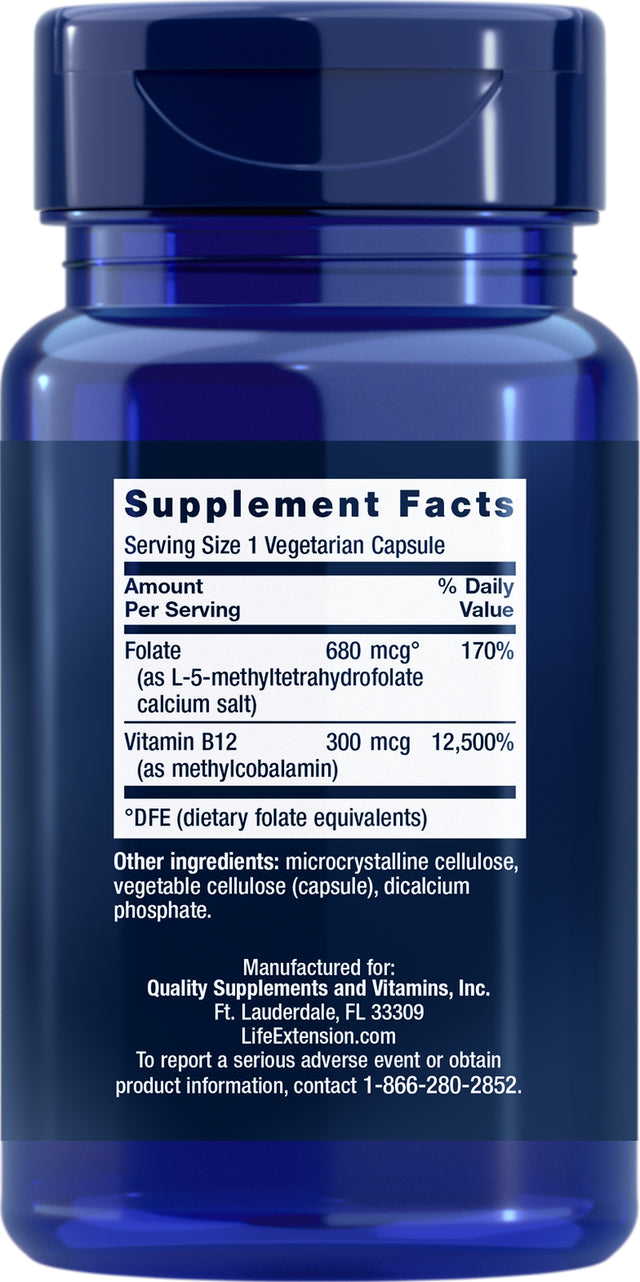 Life Extension Bioactive Folate & Vitamin B12, 150 Vegetarian Capsules