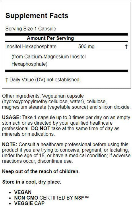 Jarrow Formulas IP6 (Inositol Hexaphosphate), Supports Natural Cell Defense*, 500Mg, 120 Caps