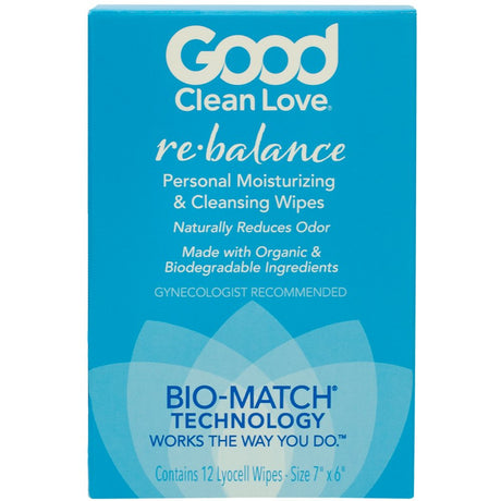 Good Clean Love: Rebalance Personal Moisturizing & Cleansing Wipes, Naturally Reduces Odor & Supports Vaginal Health, Ph-Balanced Feminine Hygiene Product, Singles 12 Ct