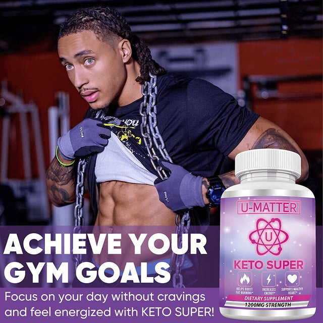 KETO SUPER Apple Cider Vinegar Capsules with Mother + Green Tea Ketones (High Potency 1200 Mg) 6X Weight Reducing Pills for Super Rapid Burn, Utilize Fat for Energy, Enhance Your Diet – U-Matter 60 CT