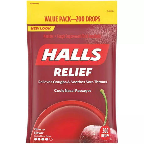 Halls Cough Suppressant/Oral Anesthetic Cough Drops - Cherry (200 Count)