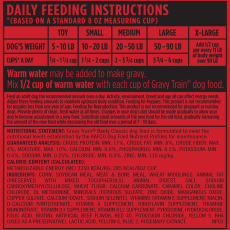 Gravy Train Beefy Classic Dry Dog Food, 3.5-Pound Bag