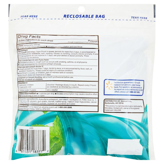 Equate Sugar-Free Menthol Cough Drops, 70 Count