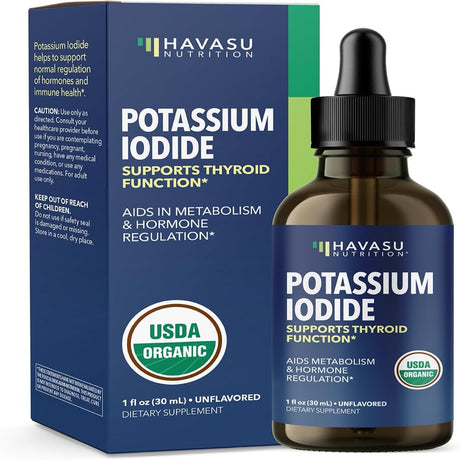 Havasu Potassium Iodide | Iodine Supplement | 1 Year Supply | Iodide Drops | USDA Organic | Nascent Iodine | Vegan, 30 Ml