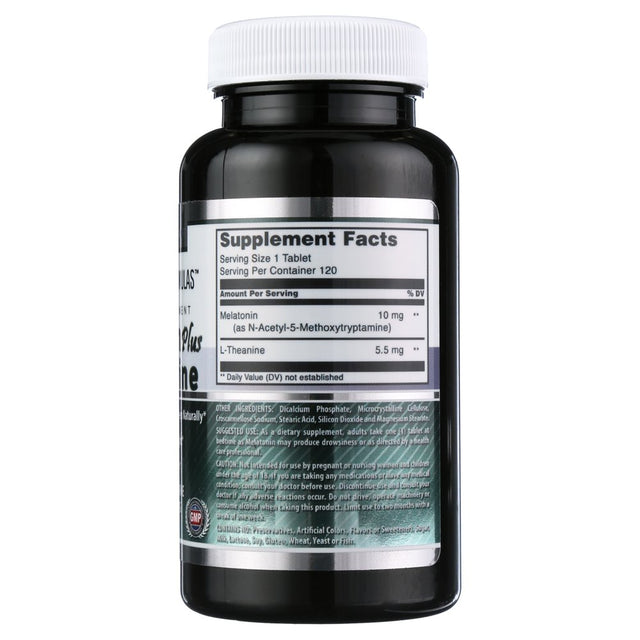 Amazing Formulas Melatonin plus L-Theanine 10Mg 120 Tablets Supplement