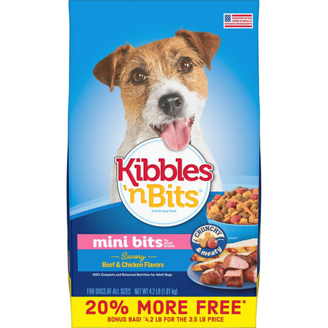 Kibbles 'N Bits Small Breed Mini Bits Savory Beef & Chicken Flavor Dog Food, 4.2-Pound Bag