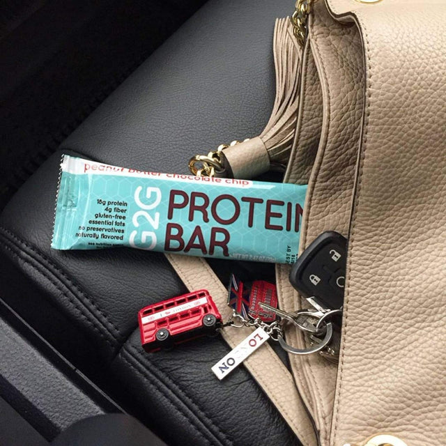 G2G Protein Bar, PB Lovers 4-Pack, 1 Box Each PB Choc Chip, PB Coconut, PB Banana, PB & J, Healthy Snack, Delicious Meal Replacement, Gluten-Free, Refrigerated for Freshness, 32 Count (4 Packs of 8)