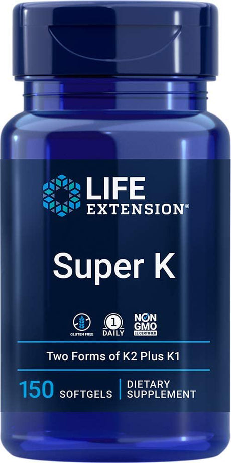 Life Extension Super K, 150 Softgels, with Vitamin K1 and K2 - MK4 & MK7