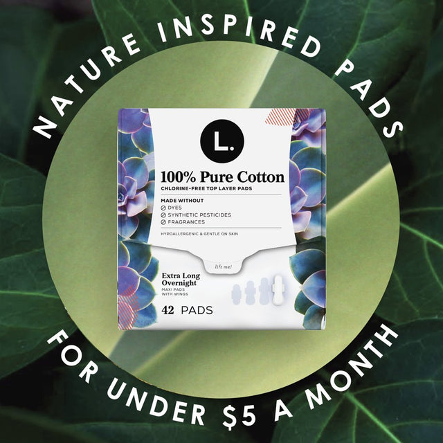 L. Chlorine Free Maxi Extra Long Overnight Pads with Wings, 20 Count