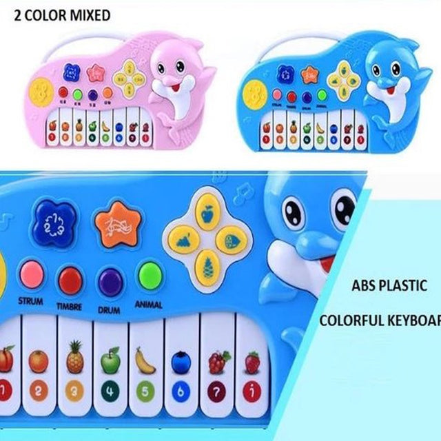 Gaia Organ Piano Magic Toy Learning & Education Baby Stories, New Early Education Puzzle Dolphin Music Electronic Toy Musical Instrument | Pink