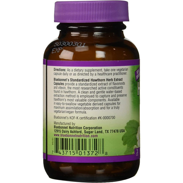 Hawthorn Herb Extract Supplement, 60 Count, Formulated with 200 Mg Sustainably Wildcrafted Hawthorn Flower, Leaf Extract Standardized to 1.8% (3.6 Mg) Vi...