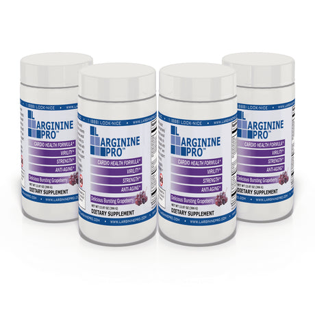 L-Arginine Pro Powder - 5500Mg L-Arginine, 1100Mg L-Citrulline Cardio Health (Grapeberry (4) Jars)