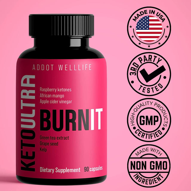 Fast Acting Premium Keto Pills, 90 Capsules for 45 Days with Raspberry Ketones, African Mango, Apple Cider Vinegar and More