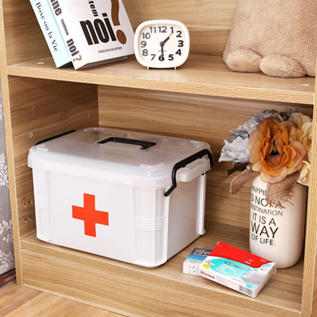 Frogued Portable Plastic Home Medicine Case Health Care Pills First Aid Kit Storage Box