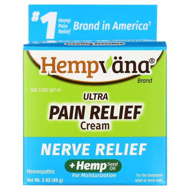 Hempvana Ultra-Strength Nerve Relief Cream, Homeopathic, Fast-Acting for Irritated Nerves