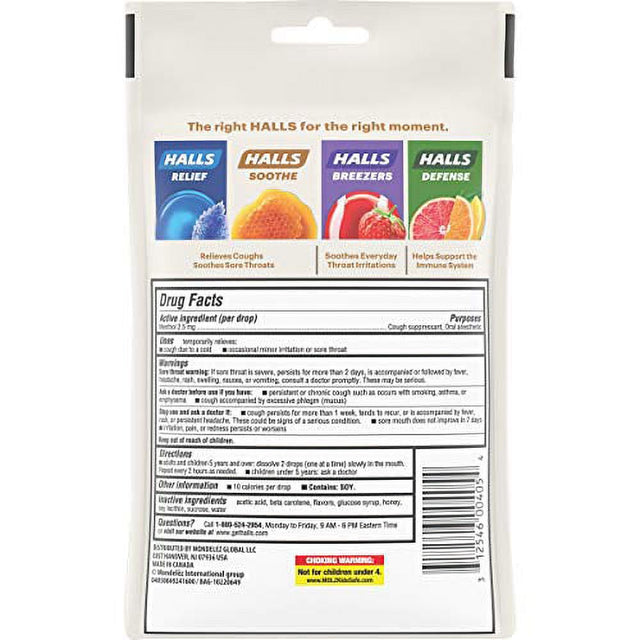 Halls Soothe Honey Ginger Flavored Cough Drops, 30 Drops
