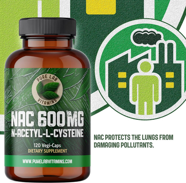 Pure Lab Vitamins NAC (N-Acetyl-Cysteine) 600 Mg - 120 Caps Made in Canada