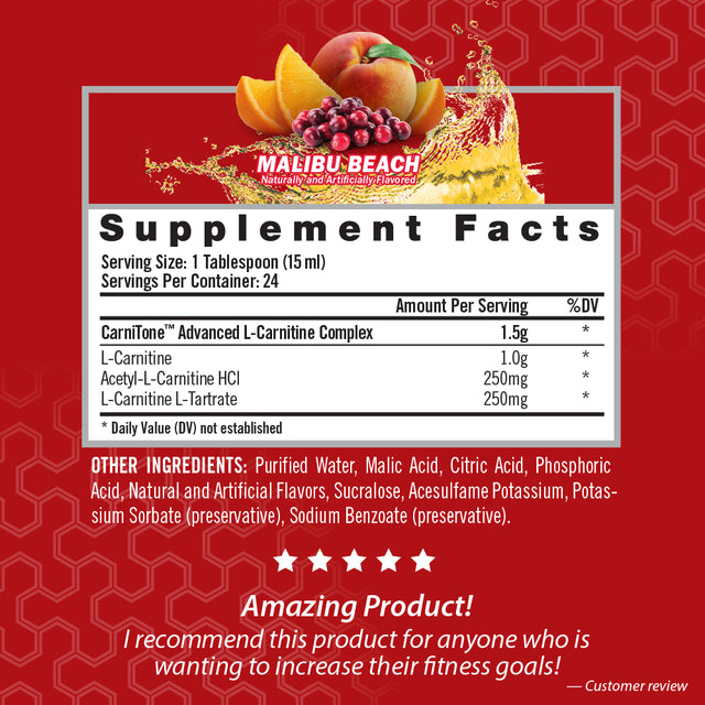 Isatori L-Concentrated Liquid Fat Burner and Metabolism Activator - Fat Loss Fr Health and Fitness - Keto Friendly Weight Loss - Stimulant Free - Malibu Beach 1500Mg (24 Servings)