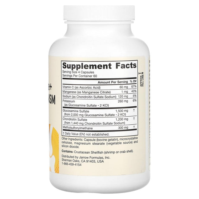 Jarrow Formulas Glucosamine + Chondroitin + MSM, 240 Capsules
