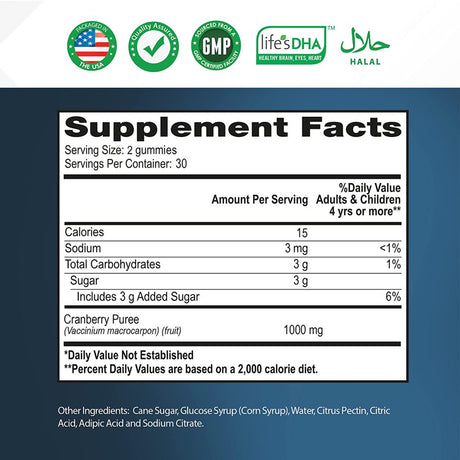 Intego Nutrition Cranberry Gummies for Urinary Health & Kidney Support, 60 Count