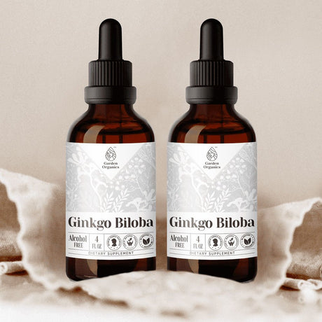 Garden Organics Ginkgo Biloba Tincture Alcohol-Free Extract, Organic Ginkgo Biloba (Ginkgo Biloba) Dried Leaf 2X4 Oz
