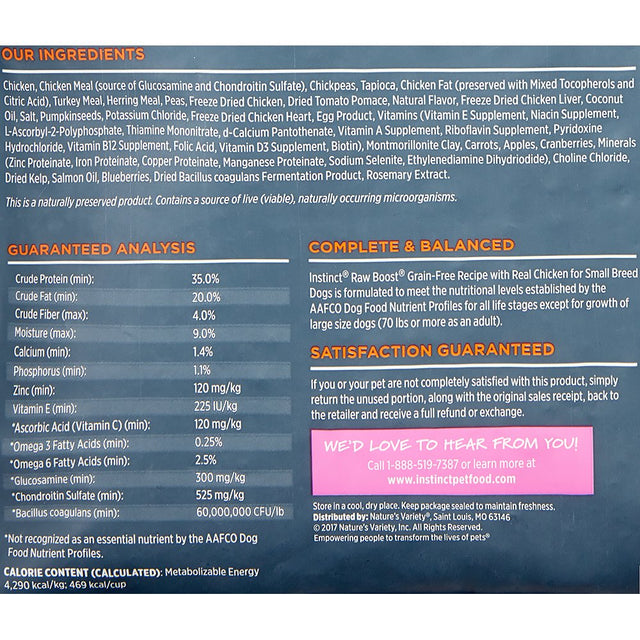 Instinct Raw Boost Small Breed Grain-Free Recipe with Real Chicken Natural Dry Dog Food by Nature'S Variety, 10 Lb. Bag