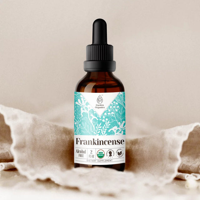 Garden Organics Frankincense Tincture Alcohol-Free Extract, Organic Frankincense (Boswellia Serrata) Dried Resin 2 Oz