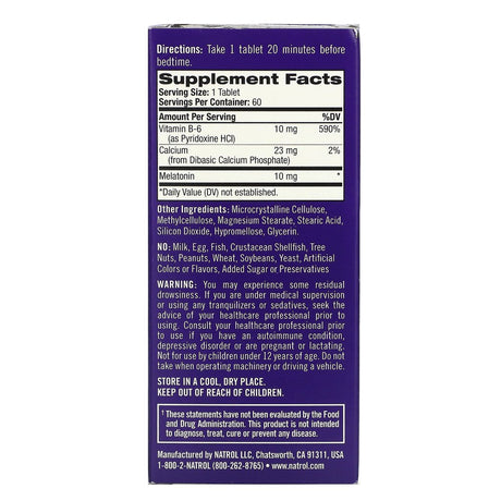 Natrol Advanced Sleep Melatonin 10Mg Time Release Tablets, 60 Ct