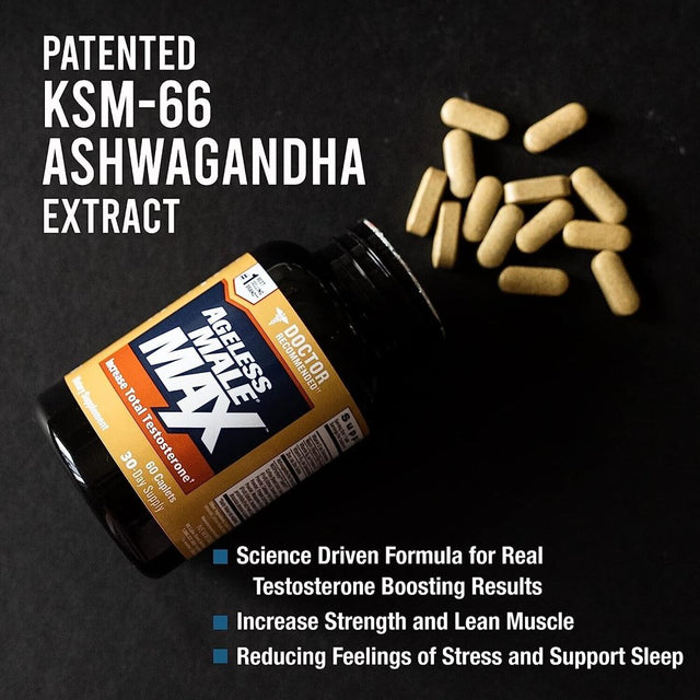 Ageless Male Max - Dietary Supplement for Men - Testosterone Booster - Stamina and Strength Booster - Enhances Muscles and Energy - 60 Caplets