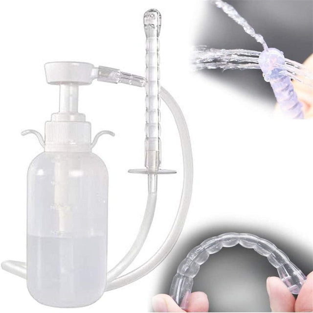 Jiarui 300Ml/10.1Oz Vaginal Cleaner Anal Douche for Women 3 Nozzle Tips Reusable Manual Pressure Enemas