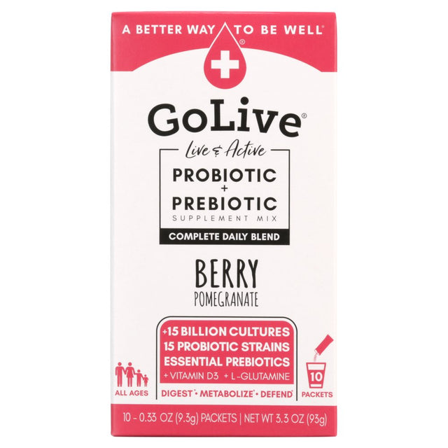 Golive Probiotic Products Probiotic and Prebiotic - Flavored Packets - Berry Pomegranate - 10/.47Oz - 1 Each