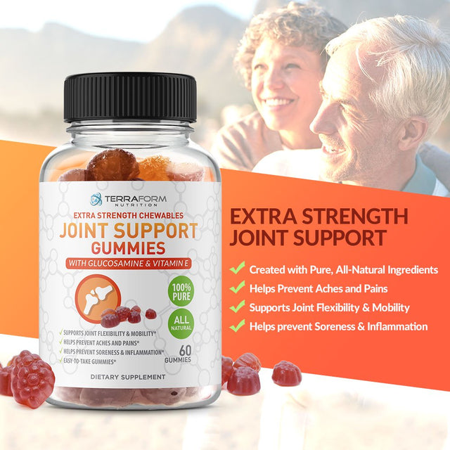 Extra Strength Joint Support Gummies with Glucosamine and Vitamin E - 60 Count