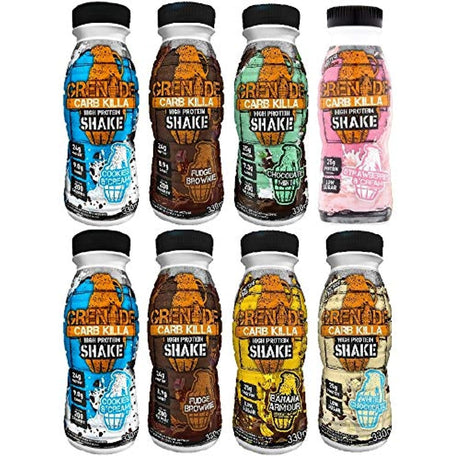 Grenade Carb Killa 330Ml Mixed Flavour Pack High Protein Shake Bottles, Pack of 8
