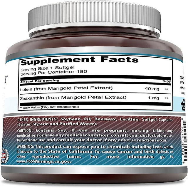Amazing Formulas Lutein 40Mg with Zeaxanthin 1600 Mcg Supplements - 180 Softgels- Supports Eye Health & Healthy Vision -Promotes Macular Health