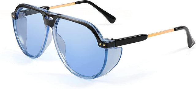 FEISEDY Women Men Vintage Aviator Sunglasses Side Shield Large Sqaure Frame Punk Style UV400 Protection B2237