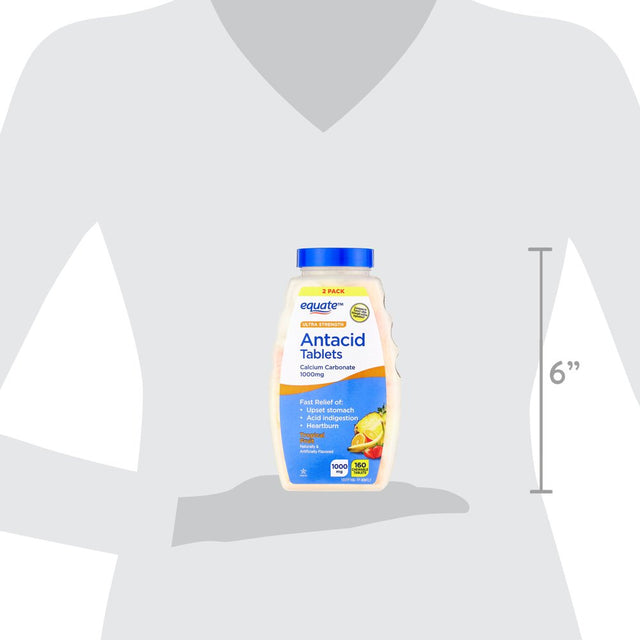 Equate Ultra Strength Antacid Tablets, Tropical Fruit, Twin Pack, 160 Count