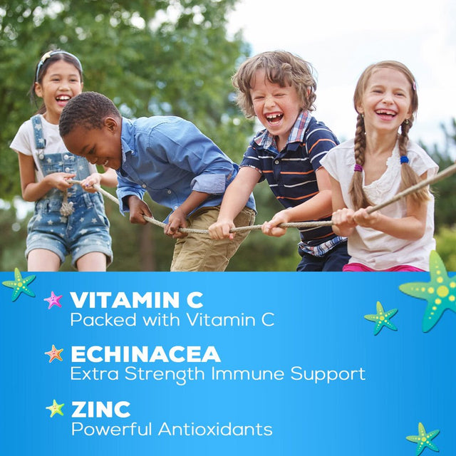 Kids Immune Support Gummies with Vitamin C, Zinc & Echinacea, Gluten Free & Non-Gmo Chewable Immune Support for Kids Gummy, Daily Childrens Immune Support Vitamins, Vegan, Berry Flavor - 90 Gummies
