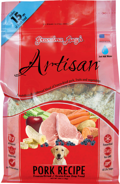 Grandma Lucy'S Artisan Grain-Free Pork Freeze-Dried Dog Food, 3-Lb Bag