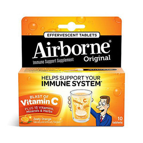 Airborne Zesty Orange Effervescent Tablets, 10 Count