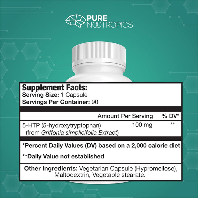 5-HTP All-Natural Serotonin Support Supplement | Provides Mood Support, Supports Maintaining Healthy Weight - 90 X 100 Mg Vegetarian Capsules