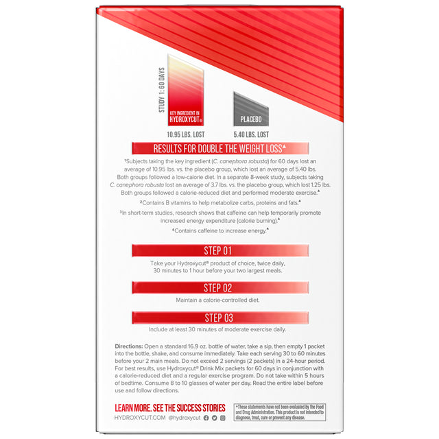 Hydroxycut Original Weight Loss Drink Mix Packets, Burn Calories, Increase Energy, 21 Ct