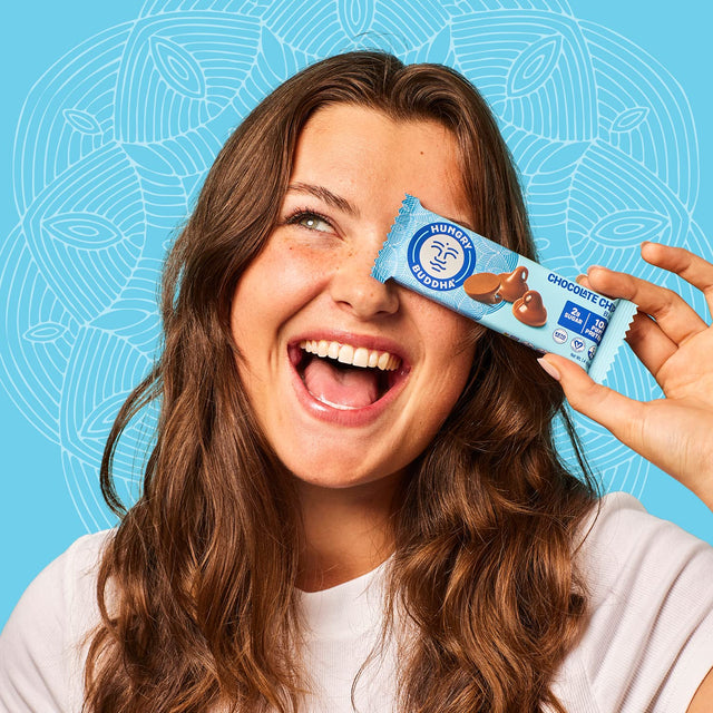 HUNGRY BUDDHA Bars - Plant Based Protein Bars - Vegan Nutrition Bars - Low Sugar Healthy Snacks - Gluten Free Snack Bars - Peanut Free - Protein Bar - Keto Bar - 12 Count [Chocolate Chip]