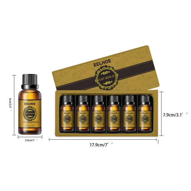 JNANEEI 6 Pieces/Set Slimming Fat Mass Massage Oil Natural Ginger Slimming Essential Oil for SPA Gua Sha Treatment Tightening