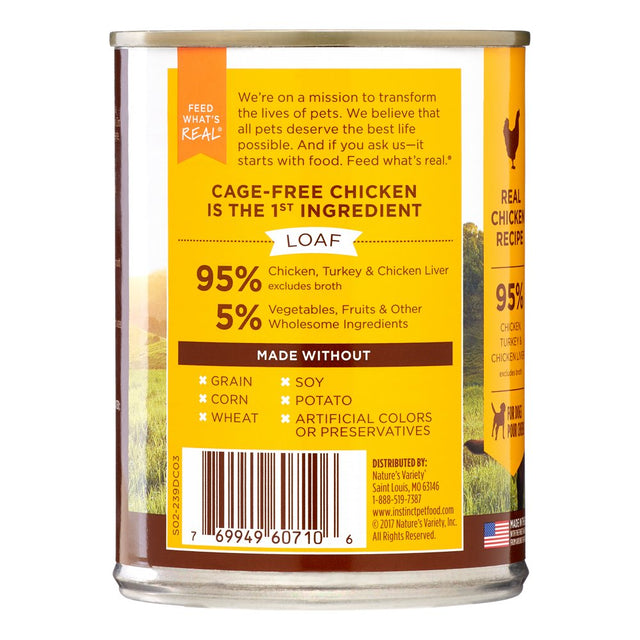 Instinct Original Grain Free Real Chicken Recipe Natural Wet Canned Dog Food by Nature'S Variety, 13.2 Oz. Cans