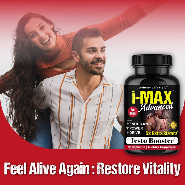 I-Max Testosterone Booster Vitamin Supplement for Men, Male Enhancing 60 Pills by Celebrity Lifestyle