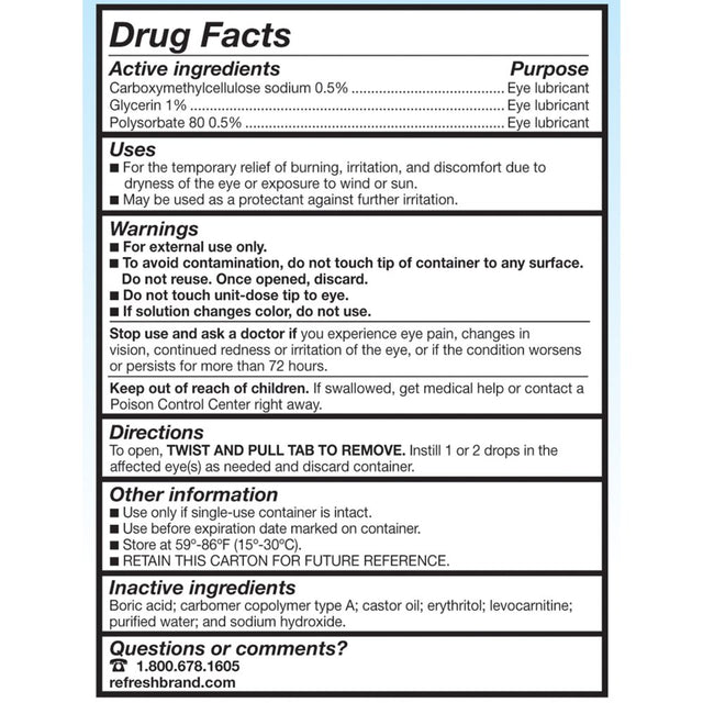 Refresh Optive Advanced Lubricant Eye Drops Preservative-Free Tears, 0.4 Ml, 30 Count