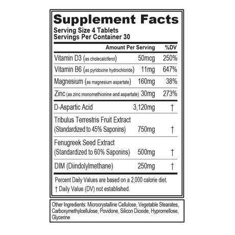 Evlution Nutrition EVLTEST Extra Strength Testosterone Booster for Men 120Ct Tablets