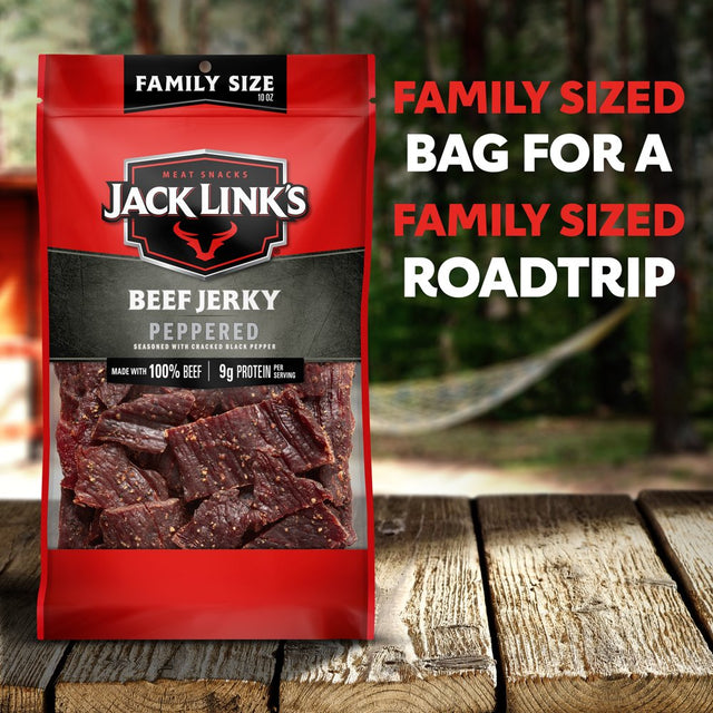 Jack Link’S 100% Beef Peppered Beef Jerky 10Oz Resealable Bag